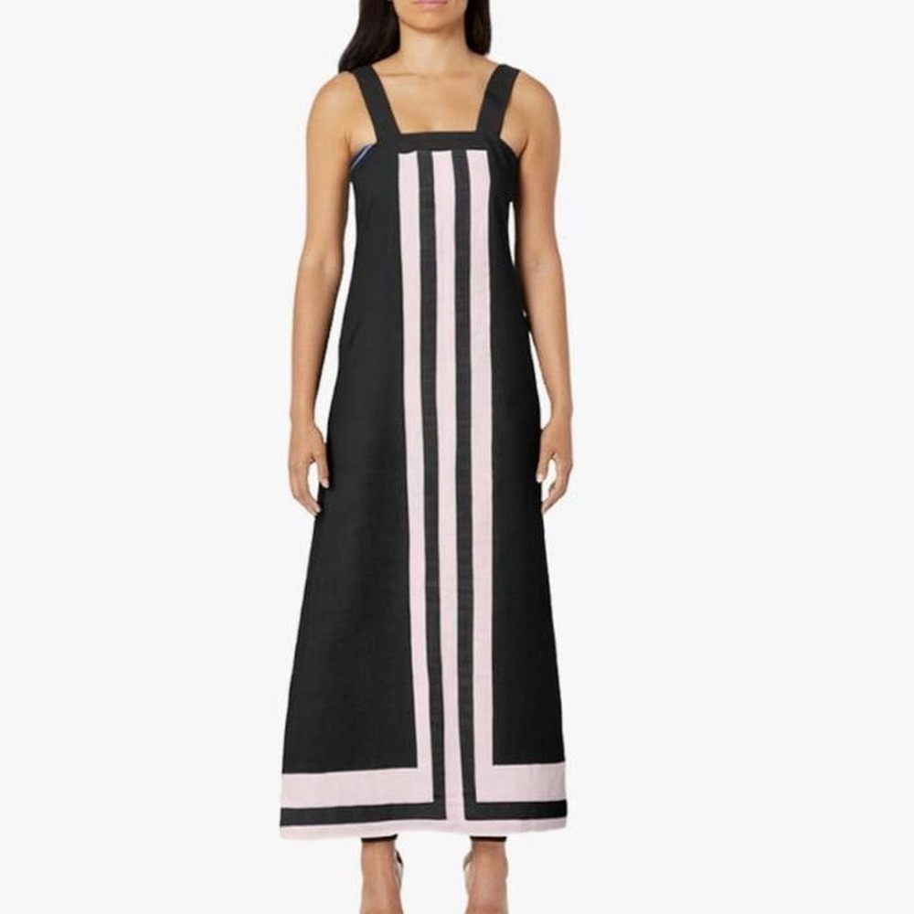 Fiona Jolin Womens Summer Maxi Dress Boho Striped Shoulder Strap Long Sundress